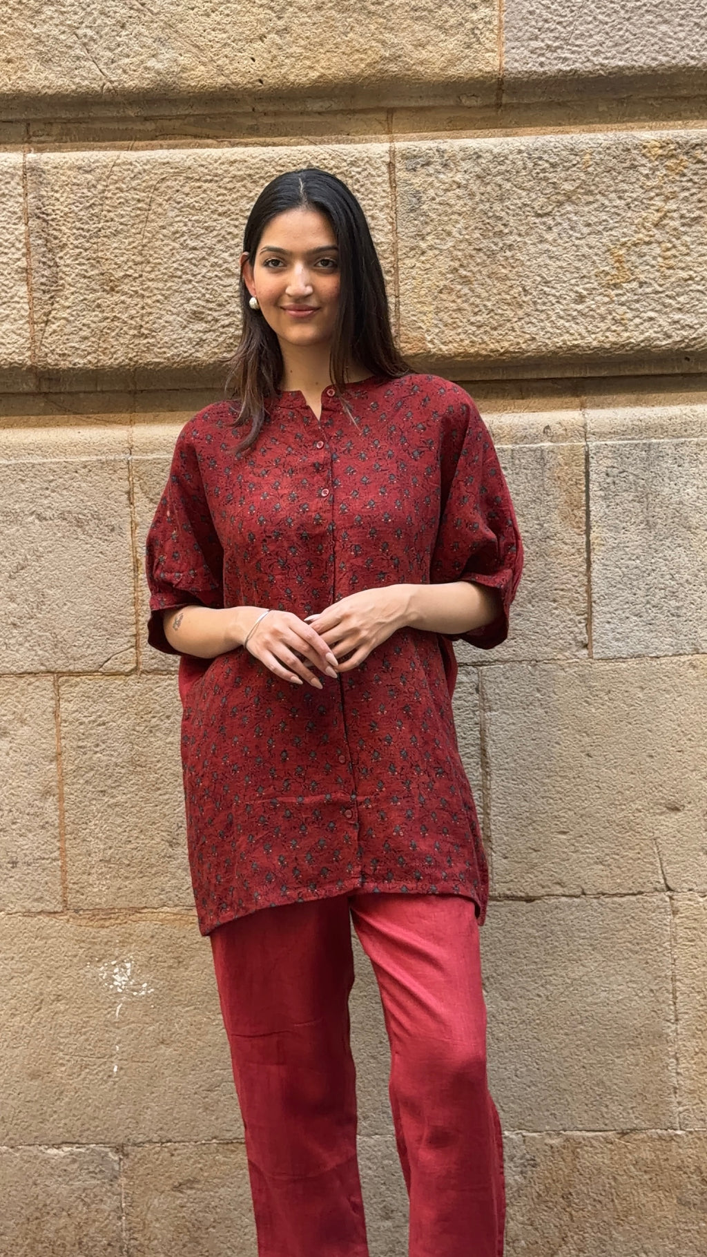 Maroon Rangrez Linen Coord