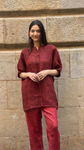 Maroon Rangrez Linen Coord