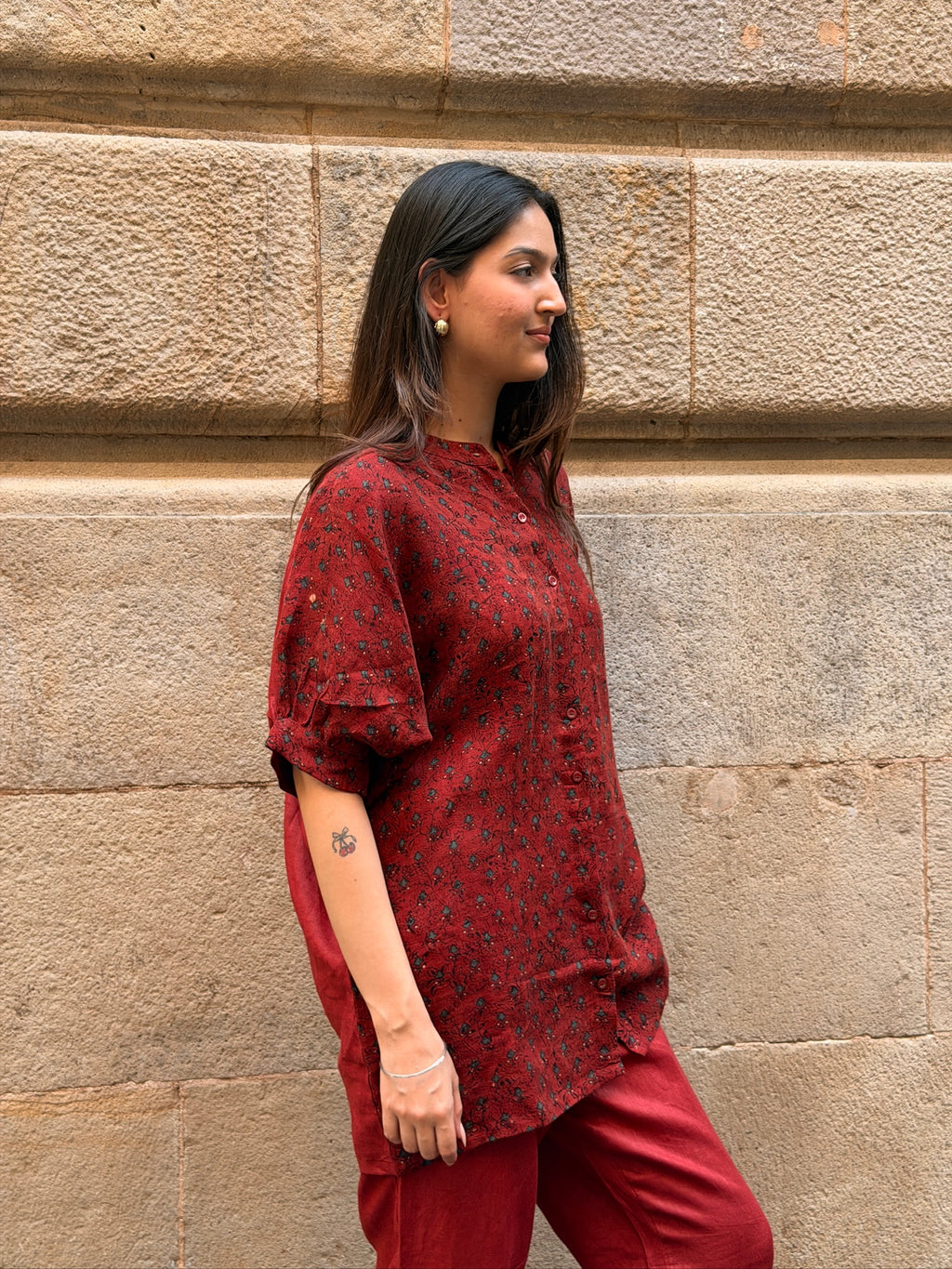 Maroon Rangrez Linen Coord