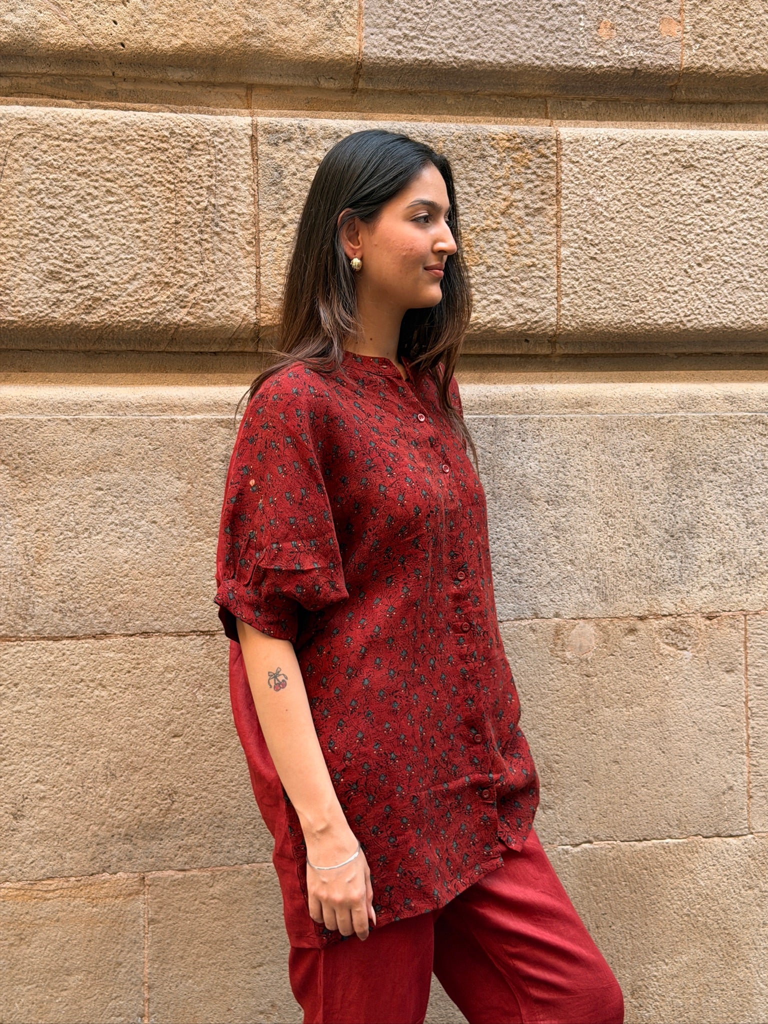 Maroon Rangrez Linen Coord