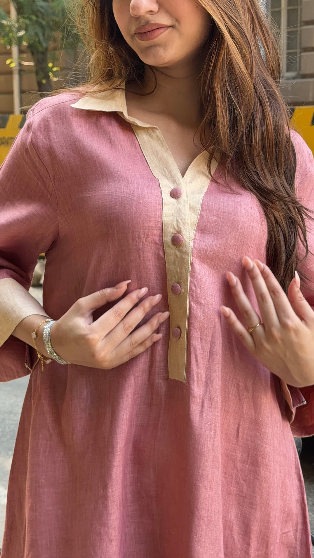 Dusky Rose Linen Dress