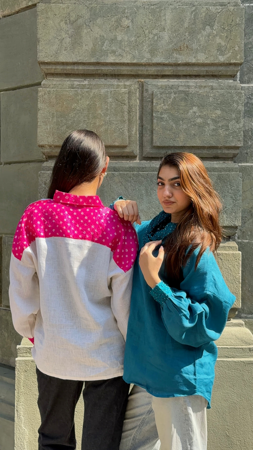 Gulabi Linen Bandhani Shirt