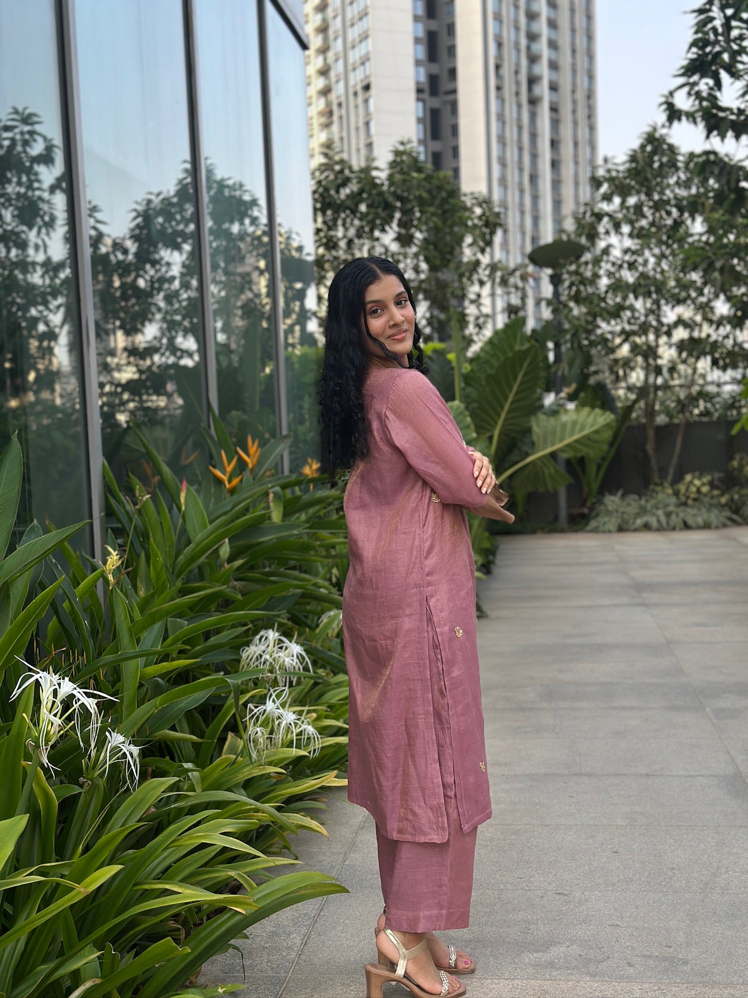 Purple Pant & Kurti Co-ord Set with Zardosi work