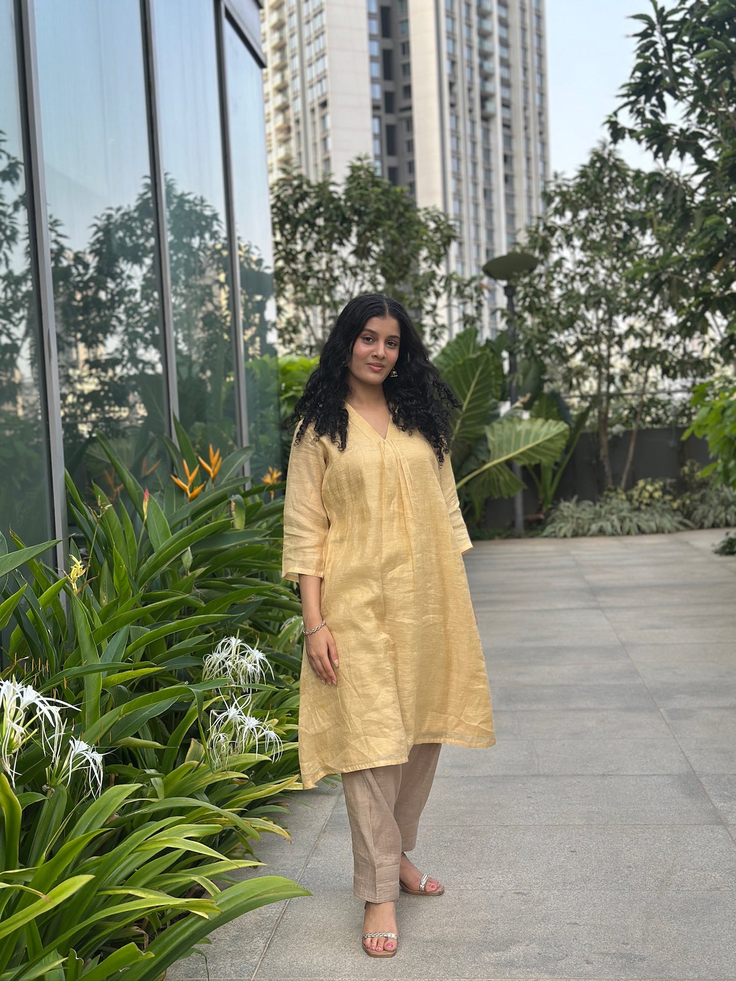 Yellow Kurti and Pant Co-ord Set