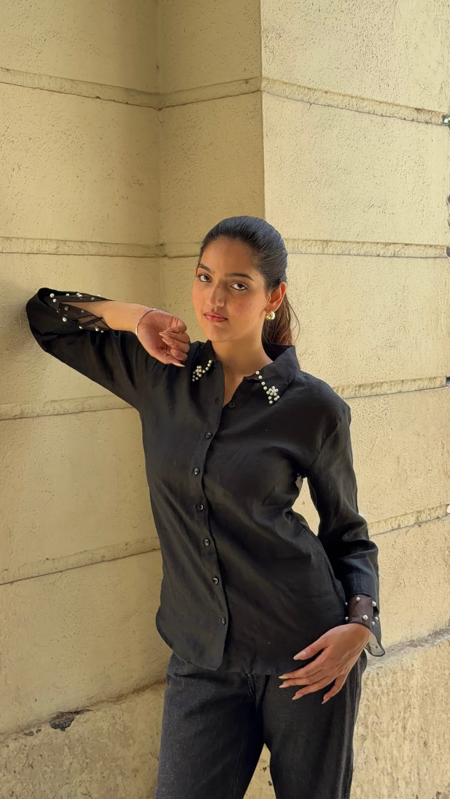 Midnight Pearl Linen Shirt