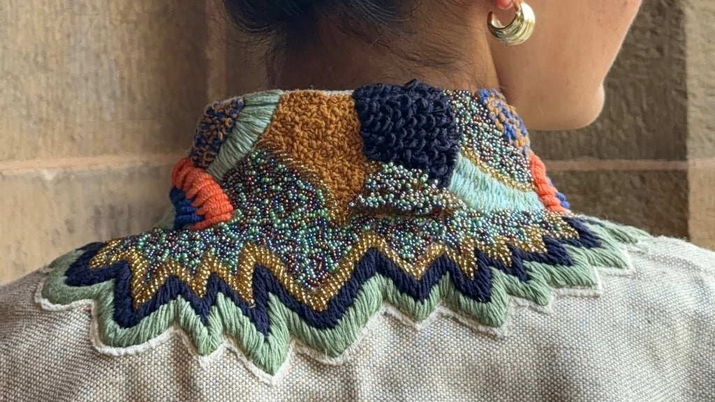 Ecru Artisan Collar Jacket