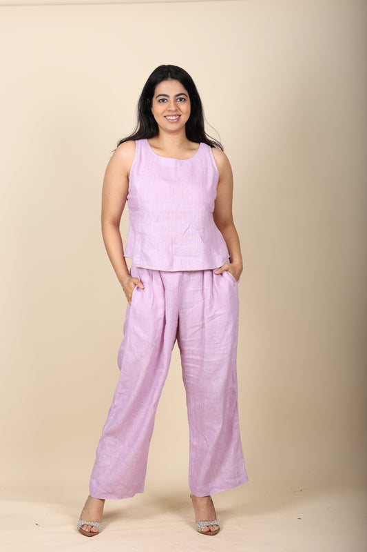 Mauve Linen Coord Set for Women