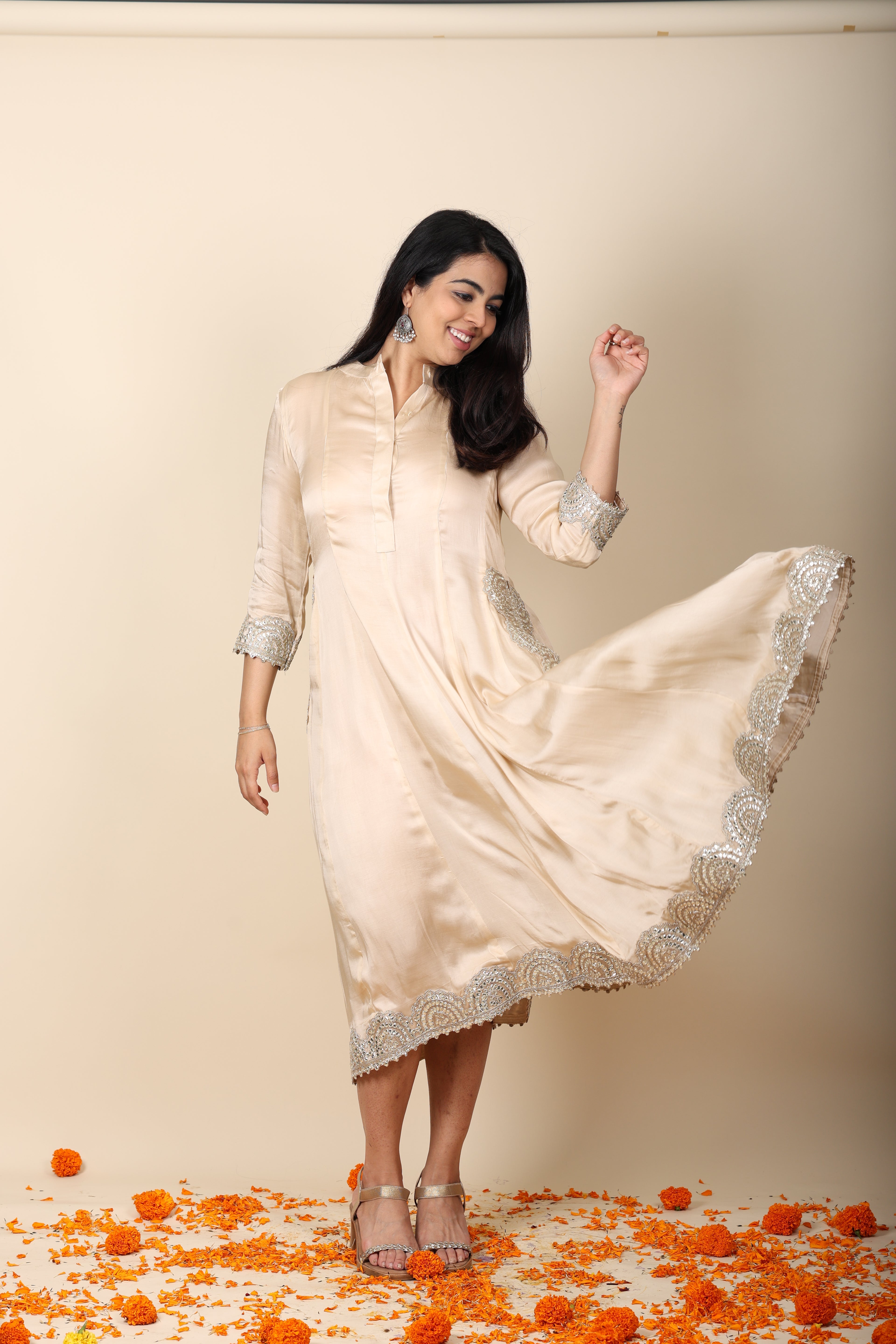 Mul Dress with Gota Work