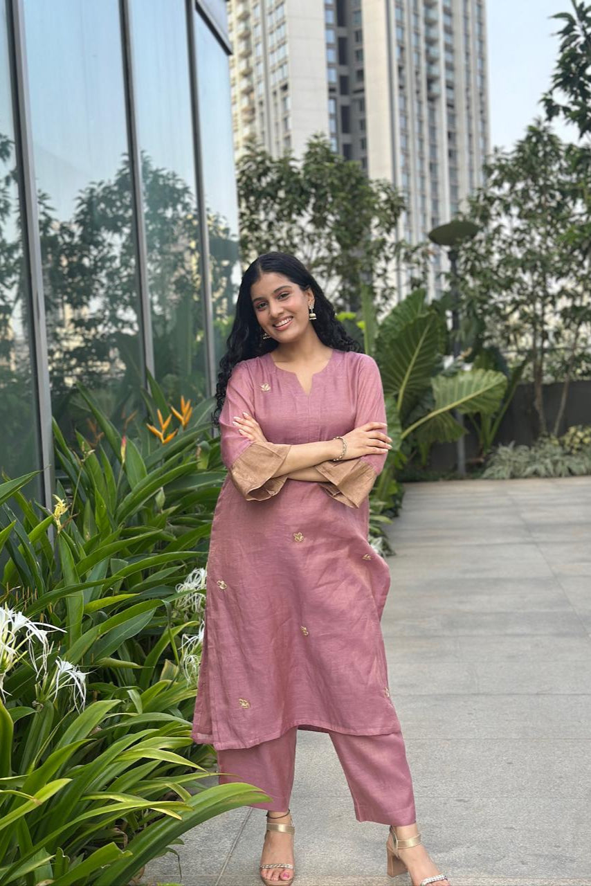 Purple Pant & Kurti Co-ord Set with Zardosi work