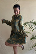 Eco Print Green Dress
