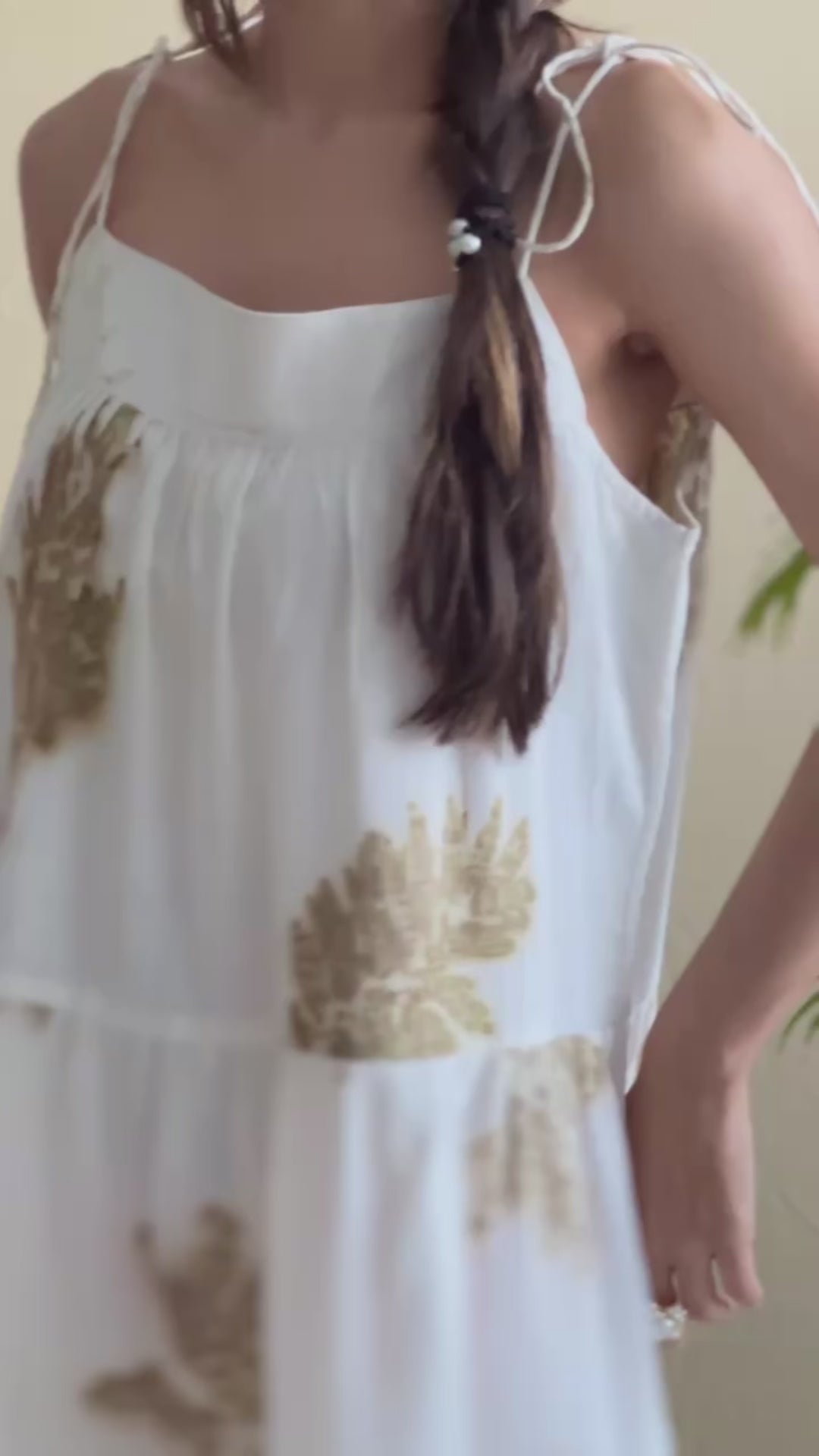 Eco Print Cream Layer Dress