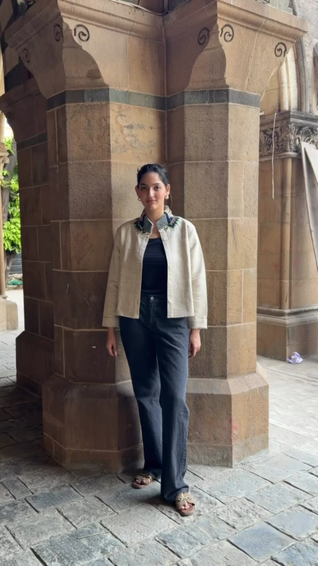 Ecru Artisan Collar Jacket